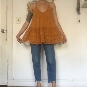 Urban Outfitters burnt orange embroidered tank